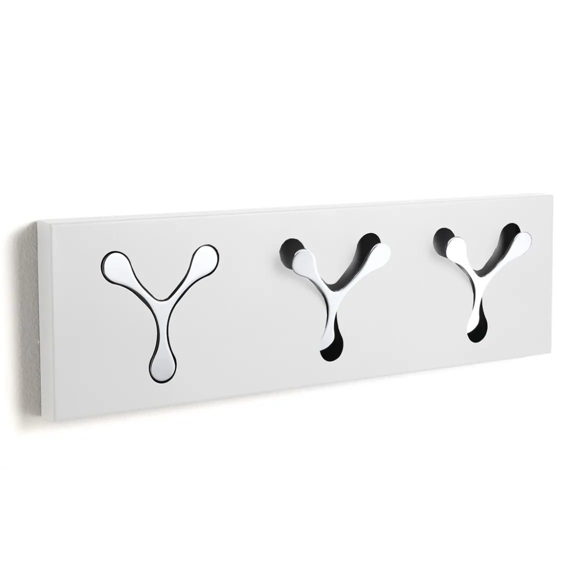 New bin 3 white appendiabiti da parete in metallo bianco opaco 3 ganci a scomparsa h18 l60 p3