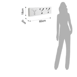 New bin 3 white appendiabiti da parete in metallo bianco opaco 3 ganci a scomparsa h18 l60 p3