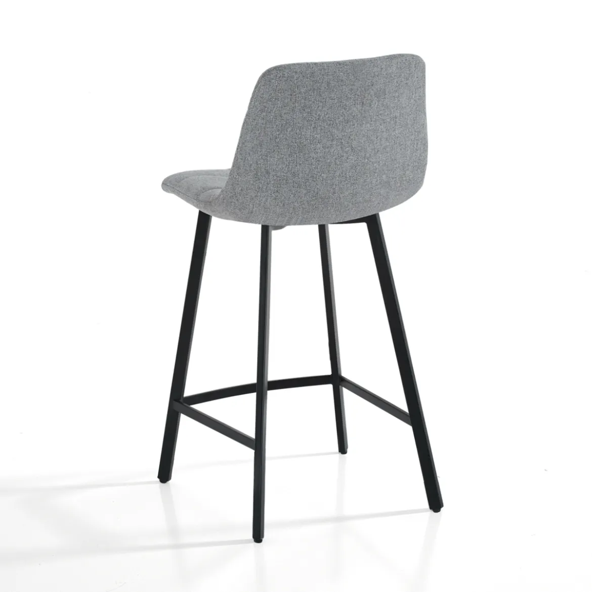 New Tania Home sgabello imbottito tessuto grigio gambe acciaio nero opaco h90 seduta h65 l43 p48