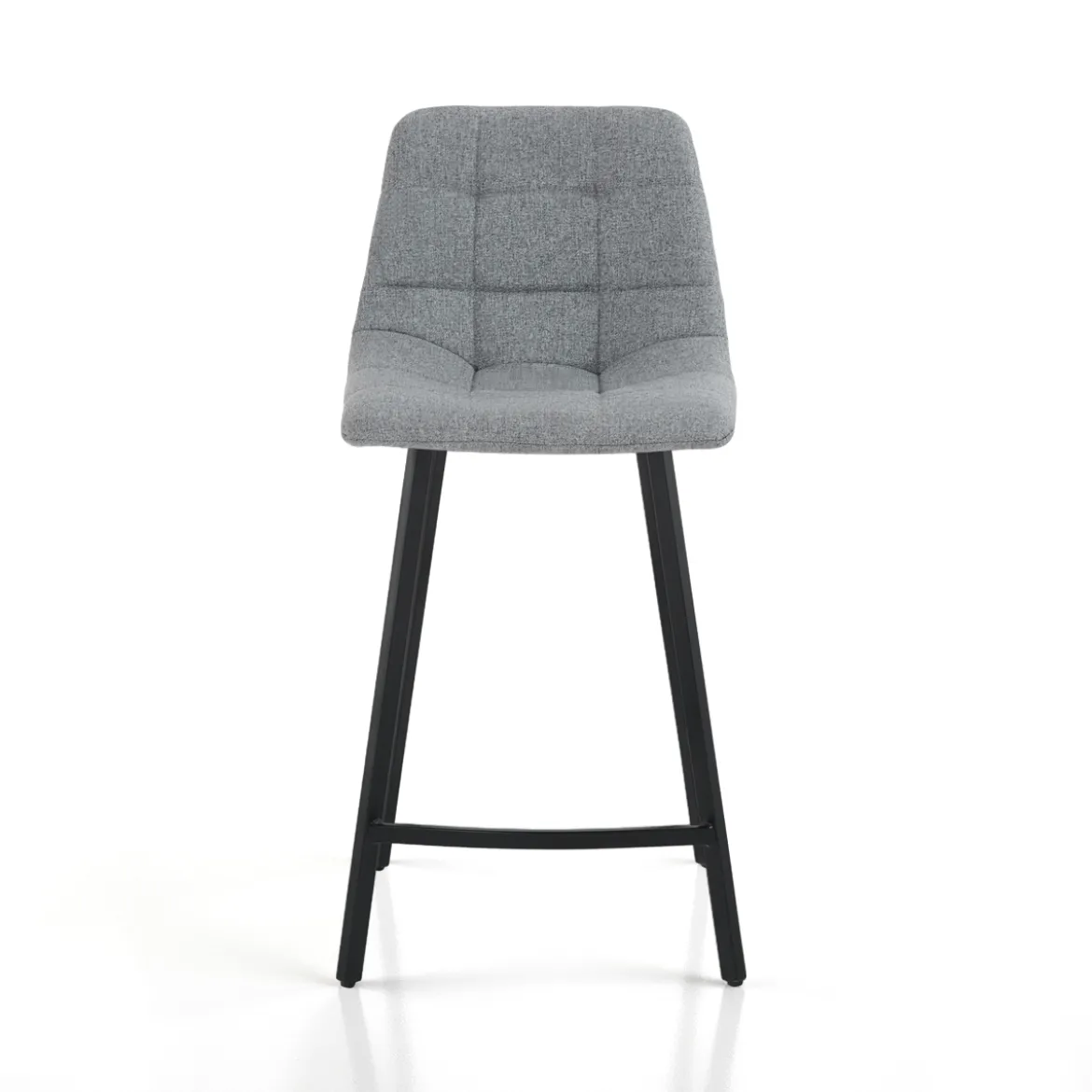 New Tania Home sgabello imbottito tessuto grigio gambe acciaio nero opaco h90 seduta h65 l43 p48