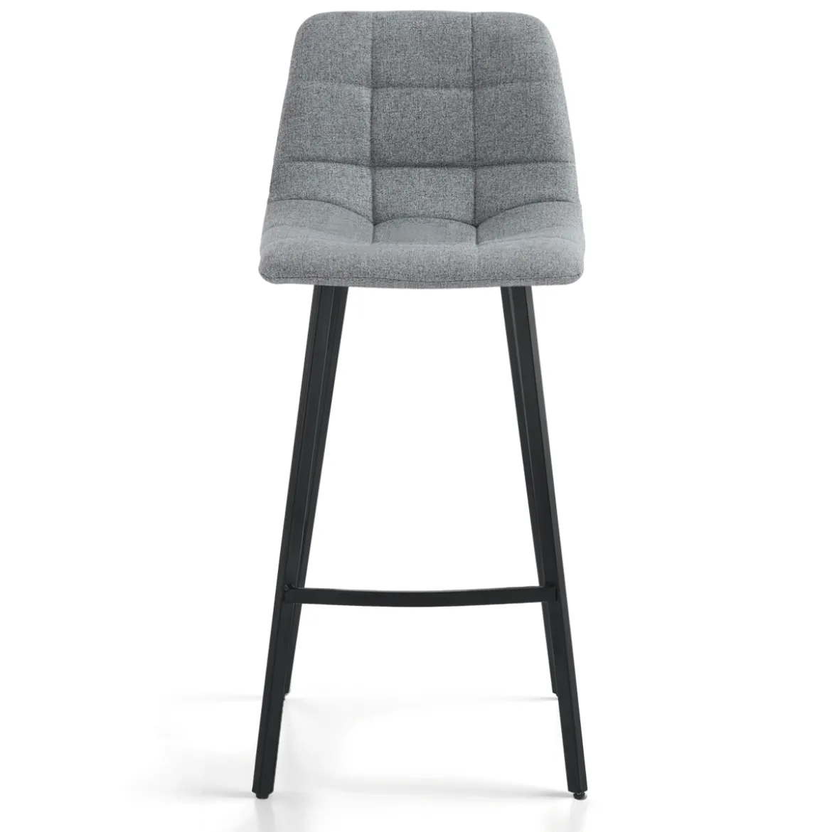 New Tania sgabello imbottito tessuto grigio gambe acciaio nero opaco h100 seduta h75 l43 p48