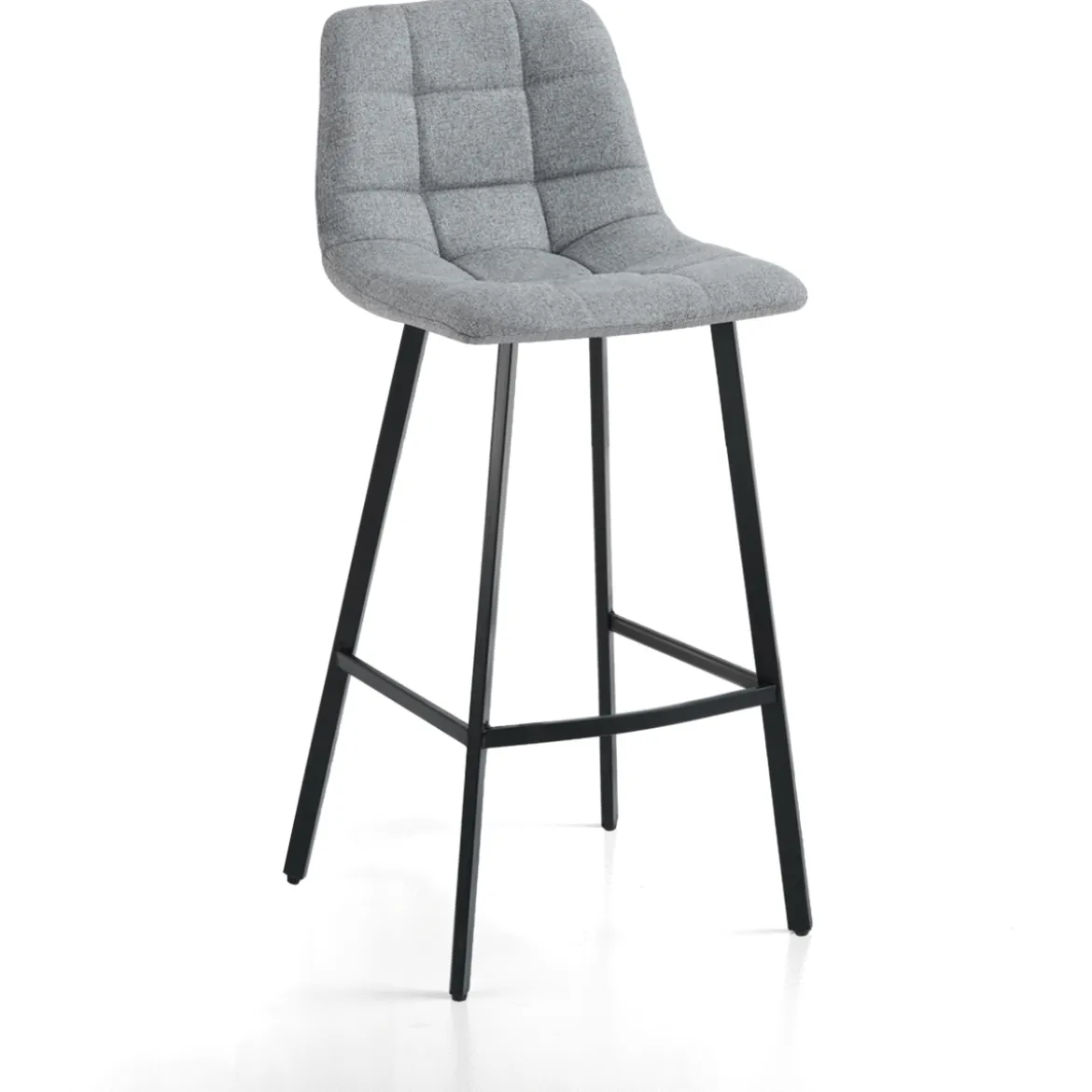 New Tania sgabello imbottito tessuto grigio gambe acciaio nero opaco h100 seduta h75 l43 p48