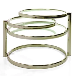 New three rings gold tavolino in vetro temprato e metallo finitura oro140x45xh43 cm