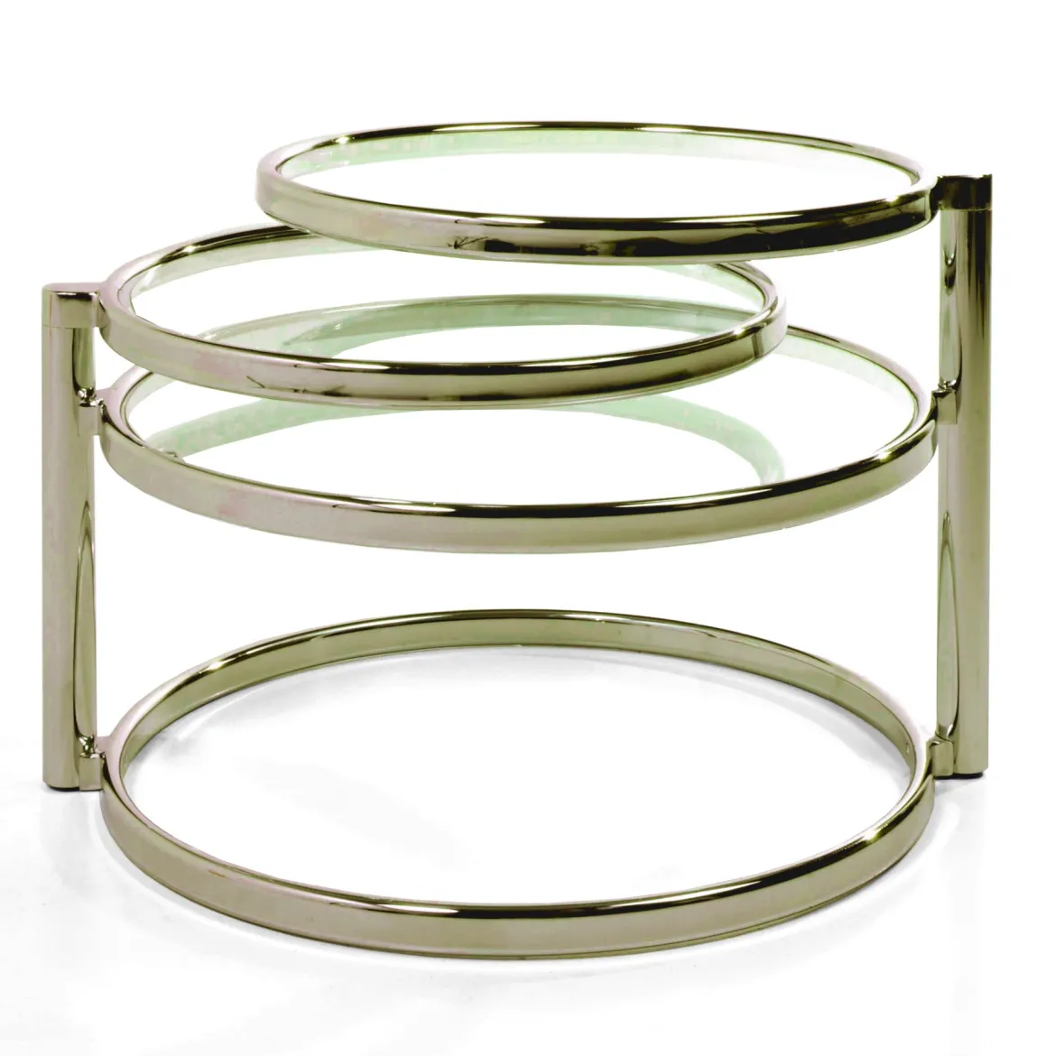 New three rings gold tavolino in vetro temprato e metallo finitura oro140x45xh43 cm