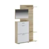 Next Ingresso Scarpiera 2 ante ribalta 1 cassetto Rovere Bianco Opaco con Specchio Appendiabiti, h192,2 x 120 x 24,8 cm