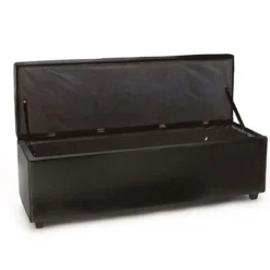 Nice black cassapanca imbottita in pelle sintetica nera 140x47xh44 cm