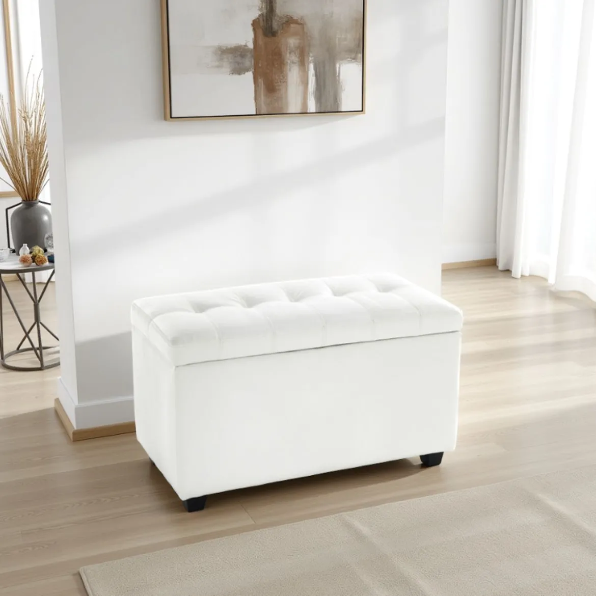 Nice white 80 cassapanca contenitore in pelle sintetica bianco 80x43.5xh46.5 cm
