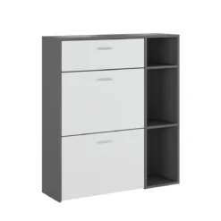 Niki evo graphite scarpiera struttura finitura grigio graphite opaco ante finitura larice bianco a poro aperto h1015 l90 p26