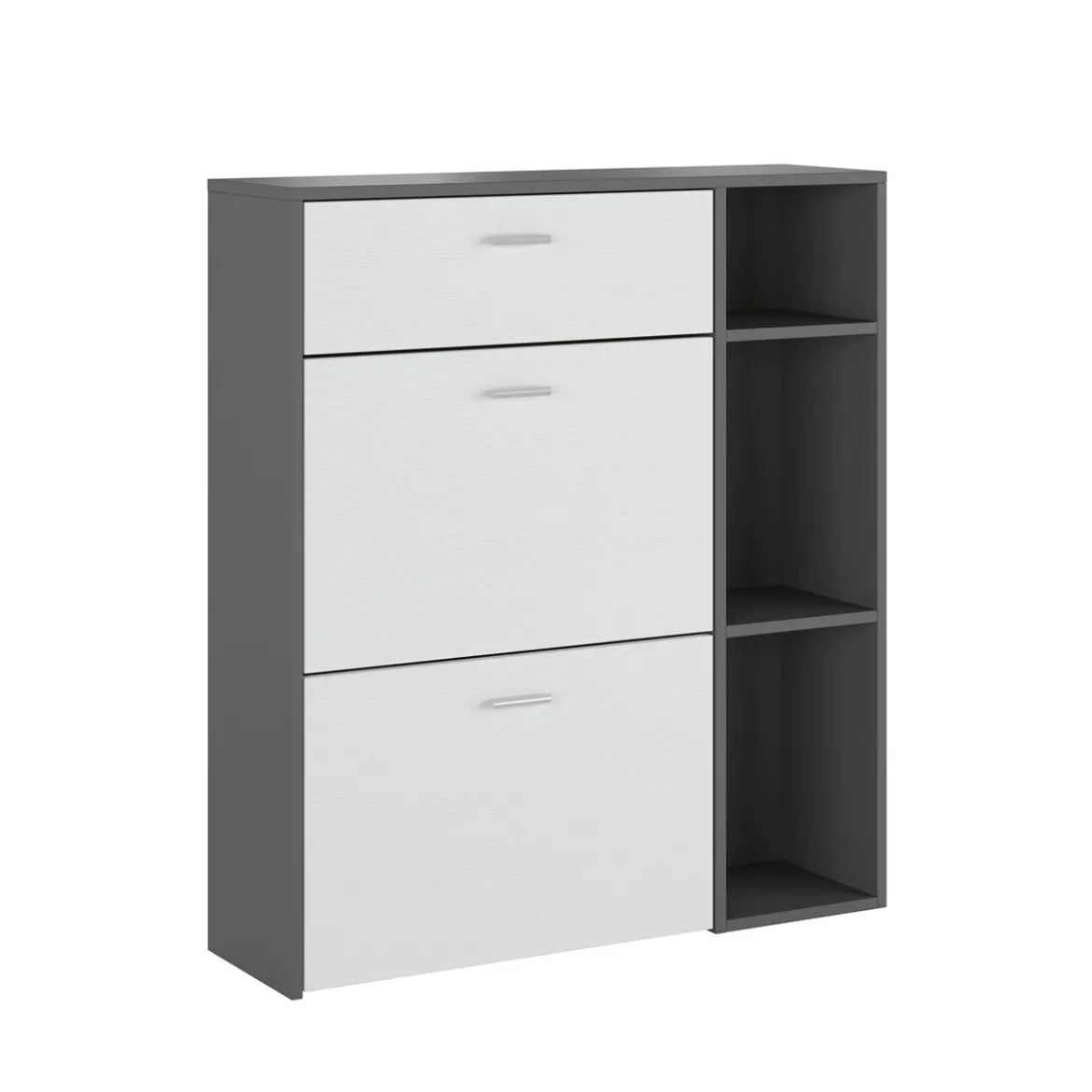 Niki evo graphite scarpiera struttura finitura grigio graphite opaco ante finitura larice bianco a poro aperto h1015 l90 p26