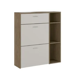 Niki evo wood scarpiera struttura finitura noce crudo ante finitura cashmere opaco h1015 l90 p26