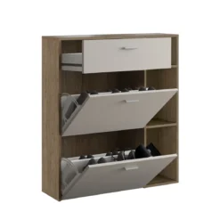 Niki evo wood scarpiera struttura finitura noce crudo ante finitura cashmere opaco h1015 l90 p26