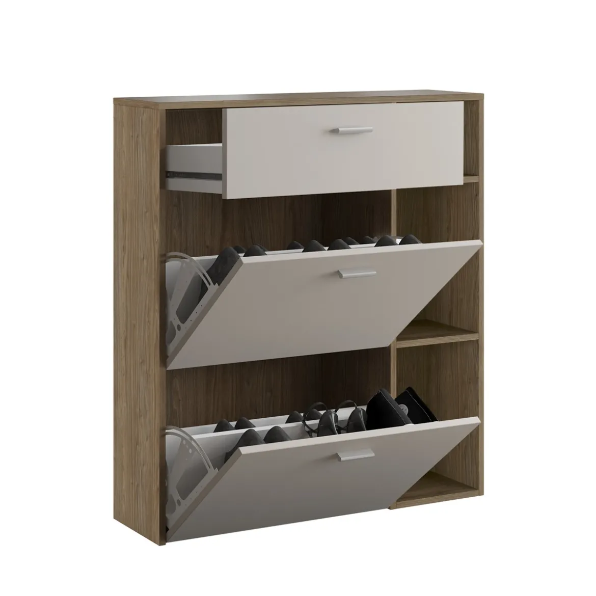 Niki evo wood scarpiera struttura finitura noce crudo ante finitura cashmere opaco h1015 l90 p26