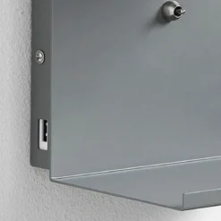 Nio grey applique nera in metallo grigio opaco con presa usb 22x24 h34 cm