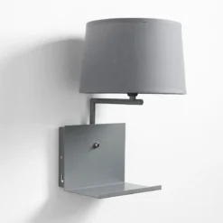 Nio grey applique nera in metallo grigio opaco con presa usb 22x24 h34 cm