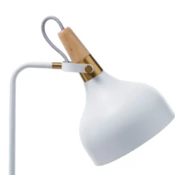 Nunzio lampada da tavolo in acciaio di bianco opaco accensione touch con presa usb e ricarica wireless 37x21 h60 cm