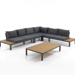 Nydri grey salotto interno e esterno in alluminio antracite opaco cuscini di grigio 315x247xh76 cm