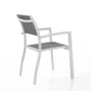 Nydri sedia con braccioli interno e esterno in alluminio bianco opaco e tessuto grigio 56x62xh86 cm
