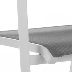 Nydri sedia con braccioli interno e esterno in alluminio bianco opaco e tessuto grigio 56x62xh86 cm