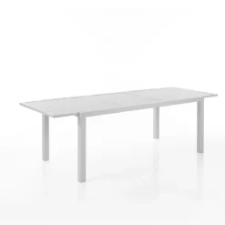 Nydri White A Tavolo interno / esterno in Alluminio Bianco opaco piano a doghe, 180-238x90xh75 cm