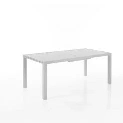 Nydri White A Tavolo interno / esterno in Alluminio Bianco opaco piano a doghe, 180-238x90xh75 cm