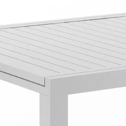 Nydri white-b tavolo int.est. in alluminio bianco opaco piano a doghe 177-266x100xh75 cm