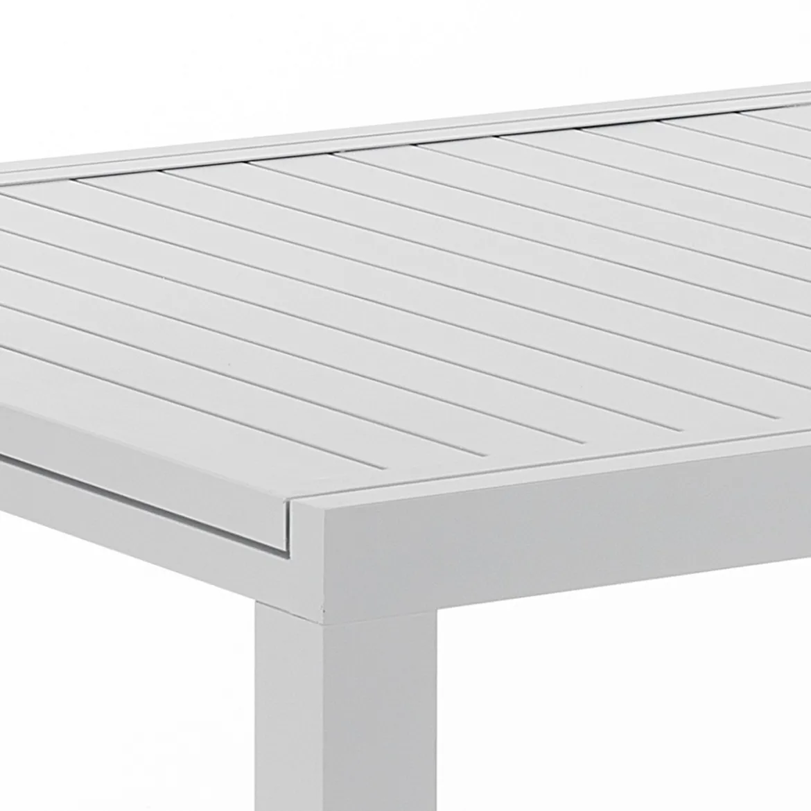 Nydri white-b tavolo int.est. in alluminio bianco opaco piano a doghe 177-266x100xh75 cm