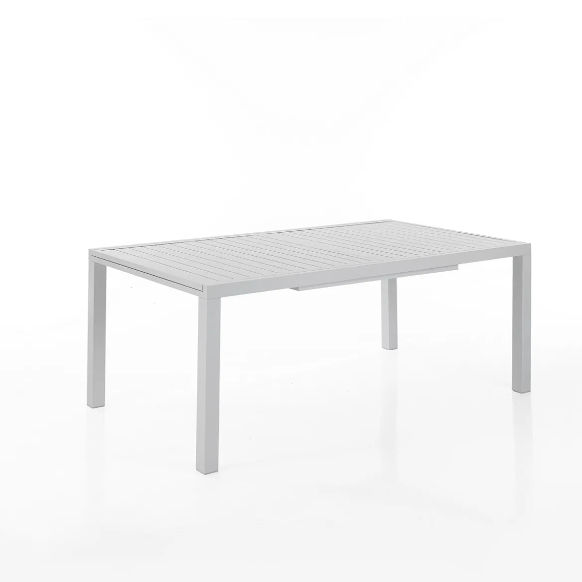 Nydri white-b tavolo int.est. in alluminio bianco opaco piano a doghe 177-266x100xh75 cm
