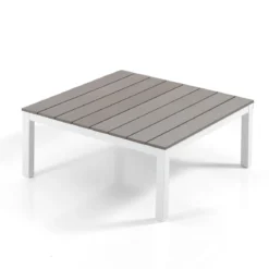 Nydri white salotto interno e esterno in alluminio bianco opaco cuscini di grigio chiaro 247x247xh76 cm