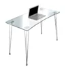 NY Scrivania in Vetro trasparente e Metallo Cromato, 120 x 60 x h 74 cm