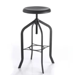 Officina sgabello regolabile a vite in metallo color canna di fucile opaco 49x49xh66-86 cm