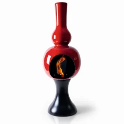 Onda red camino a bioetanolo in ceramica realizzato a mano non necessita di canna fumaria cm. h95 d30 made in italy