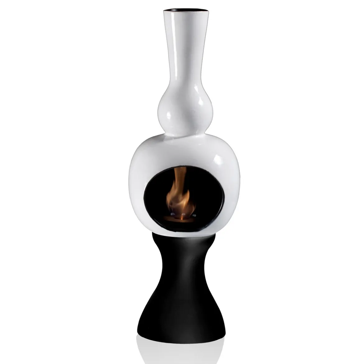 Onda white camino a bioetanolo in ceramica realizzato a mano non necessita di canna fumaria cm. h95 d30 made in italy