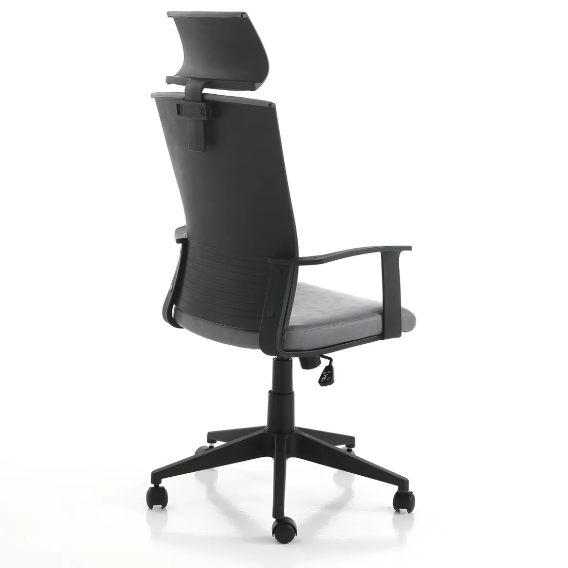 Ontario sedia da ufficio regolabile e girevole tao in pelle sintetica grigio effetto invecchiato con ruote 61x61 h121/131 cm