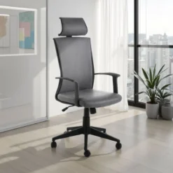 Ontario sedia da ufficio regolabile e girevole tao in pelle sintetica grigio effetto invecchiato con ruote 61x61 h121/131 cm