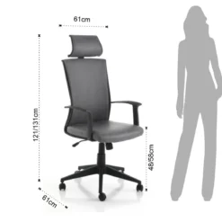 Ontario sedia da ufficio regolabile e girevole tao in pelle sintetica grigio effetto invecchiato con ruote 61x61 h121/131 cm