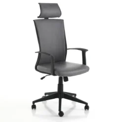 Ontario sedia da ufficio regolabile e girevole tao in pelle sintetica grigio effetto invecchiato con ruote 61x61 h121/131 cm