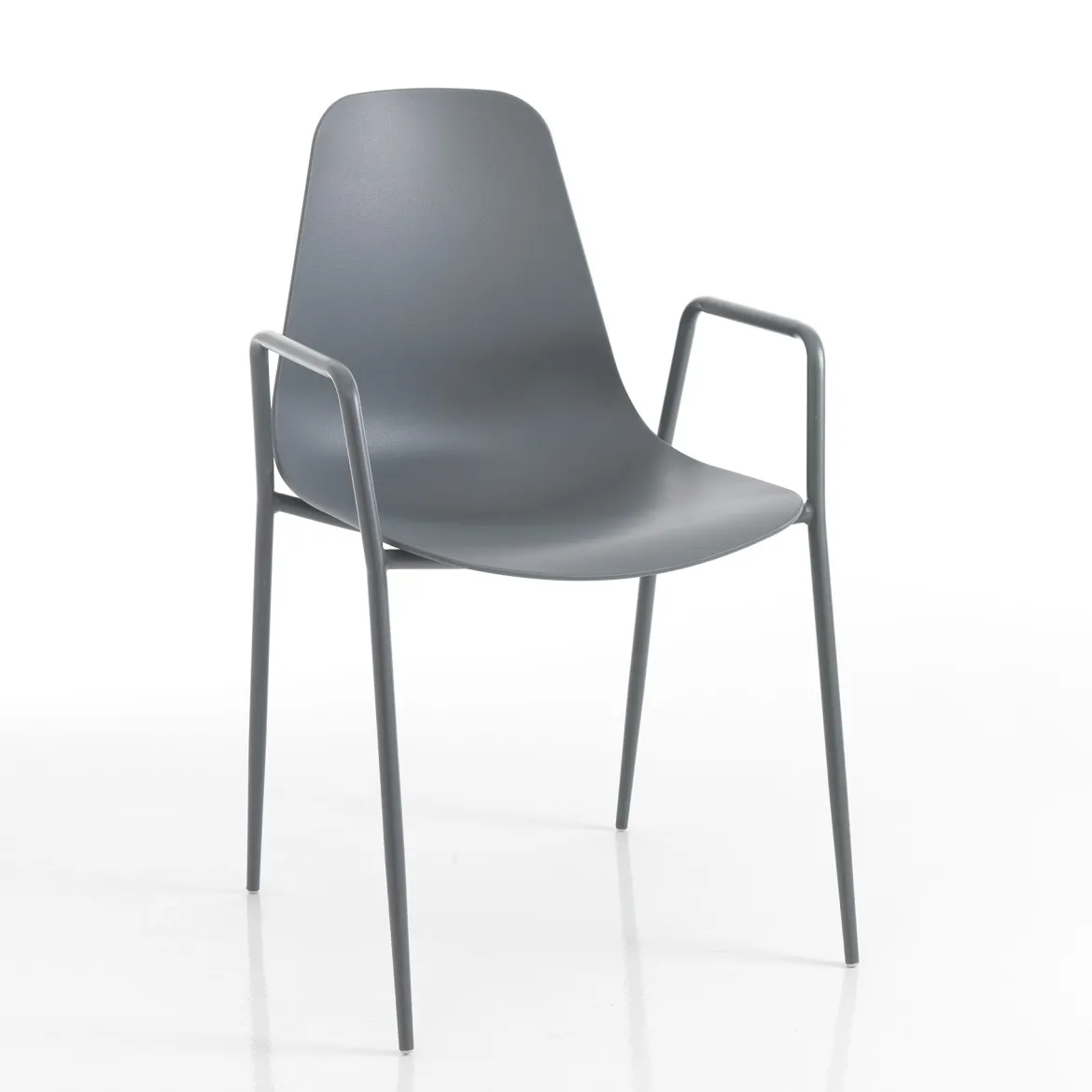 Oslo grey plus sedia con braccioli da interno esterno in polipropilene e acciaio grigia opaco 53x54xh86 cm