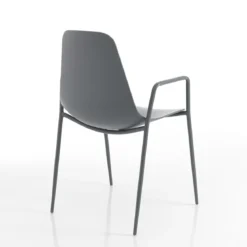 Oslo grey plus sedia con braccioli da interno esterno in polipropilene e acciaio grigia opaco 53x54xh86 cm