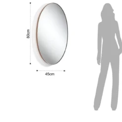 Oval copper specchio da parete in acciaio finitura rame lucido 45x80 cm