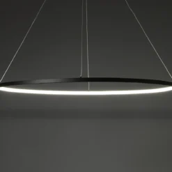 Oval ring lampadario in allumino nero opaco con filo regolabile d100 h92 cm