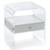 Panolia tavolino / comodino in acrilico trasparente con cassetto laccato bianco opaco 40x33 h45 cm