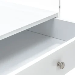 Panolia tavolino / comodino in acrilico trasparente con cassetto laccato bianco opaco 40x33 h45 cm