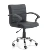 Pany black sedia da ufficio regolabile e girevole in pelle sintetica nera con ruote 57x56 h82/92 cm