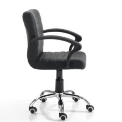 Pany black sedia da ufficio regolabile e girevole in pelle sintetica nera con ruote 57x56 h82/92 cm