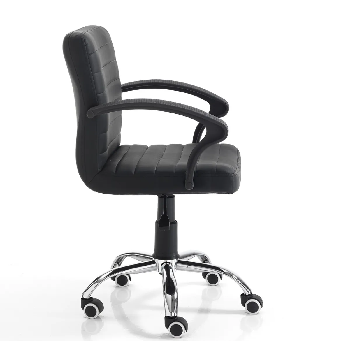 Pany black sedia da ufficio regolabile e girevole in pelle sintetica nera con ruote 57x56 h82/92 cm
