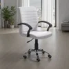Pany high white sedia da ufficio regolabile e girevole in pelle sintetica bianca con ruote 57x62 h94/104 cm