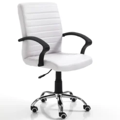 Pany high white sedia da ufficio regolabile e girevole in pelle sintetica bianca con ruote 57x62 h94/104 cm