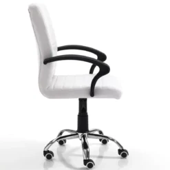 Pany high white sedia da ufficio regolabile e girevole in pelle sintetica bianca con ruote 57x62 h94/104 cm
