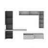 Parete soggiorno AXANDRA GRAPHITE finitura Grigio Graphite opaco Larice Grigio a poro aperto H207 L280 P496