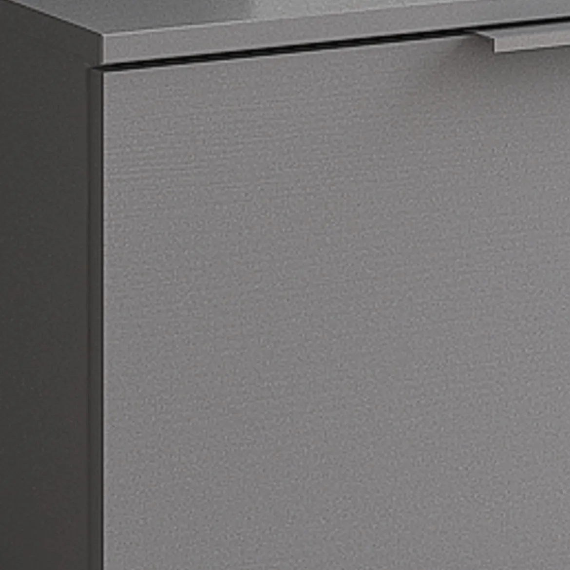 Parete soggiorno AXANDRA GRAPHITE finitura Grigio Graphite opaco Larice Grigio a poro aperto H207 L280 P496